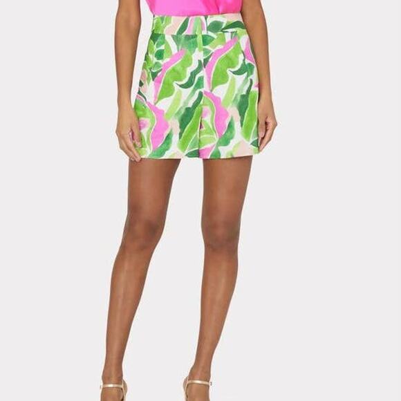 MILLY Painted Bloom Linen Short Lined Leaf Multi 650P81 Size 6 S/M NEW - Picture 1 of 7